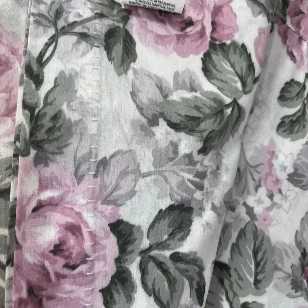 Vtg Springs Pink Floral Cabbage Rose Valance Set 2pc 84x15 Cottagecore USA Made
